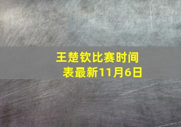 王楚钦比赛时间表最新11月6日