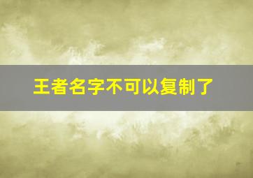 王者名字不可以复制了