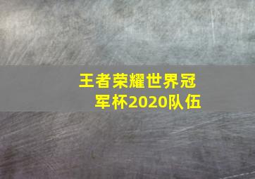 王者荣耀世界冠军杯2020队伍