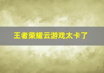 王者荣耀云游戏太卡了