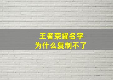 王者荣耀名字为什么复制不了