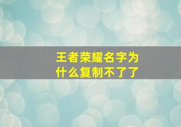 王者荣耀名字为什么复制不了了