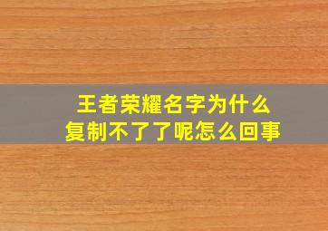 王者荣耀名字为什么复制不了了呢怎么回事