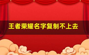 王者荣耀名字复制不上去