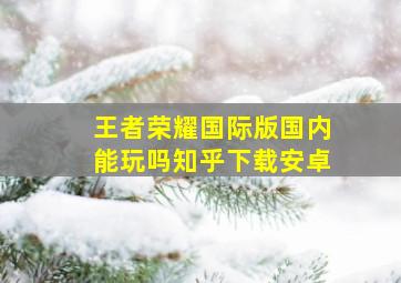 王者荣耀国际版国内能玩吗知乎下载安卓