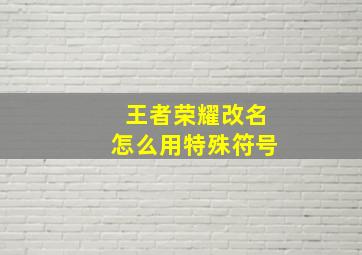 王者荣耀改名怎么用特殊符号