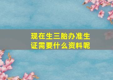 现在生三胎办准生证需要什么资料呢