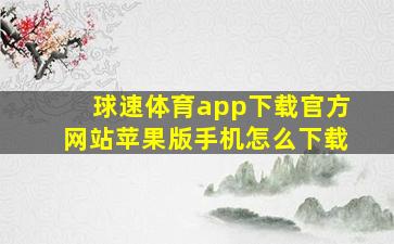 球速体育app下载官方网站苹果版手机怎么下载