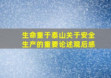 生命重于泰山关于安全生产的重要论述观后感