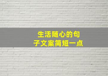 生活随心的句子文案简短一点