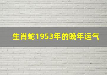 生肖蛇1953年的晚年运气