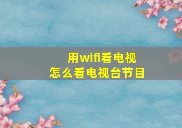 用wifi看电视怎么看电视台节目