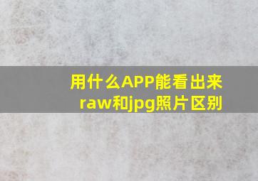 用什么APP能看出来raw和jpg照片区别