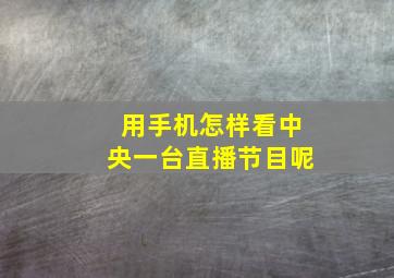 用手机怎样看中央一台直播节目呢