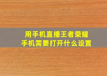 用手机直播王者荣耀手机需要打开什么设置