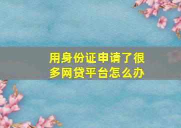 用身份证申请了很多网贷平台怎么办