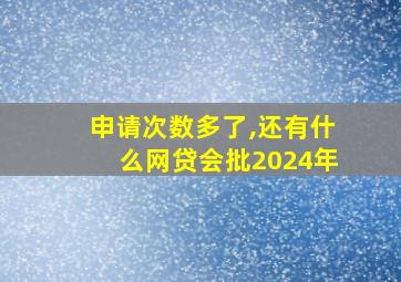 申请次数多了,还有什么网贷会批2024年