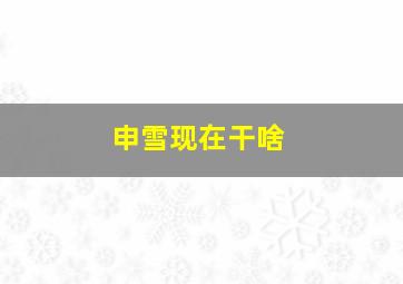 申雪现在干啥