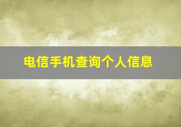 电信手机查询个人信息