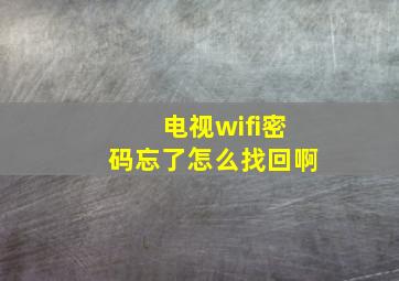 电视wifi密码忘了怎么找回啊