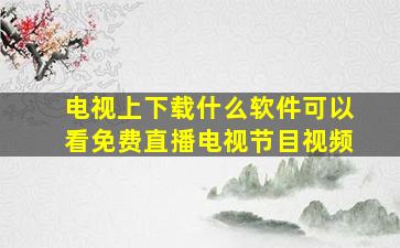 电视上下载什么软件可以看免费直播电视节目视频