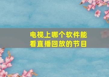 电视上哪个软件能看直播回放的节目