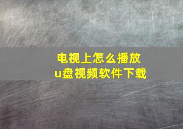 电视上怎么播放u盘视频软件下载