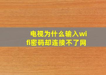 电视为什么输入wifi密码却连接不了网