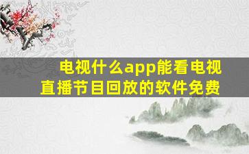 电视什么app能看电视直播节目回放的软件免费