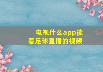 电视什么app能看足球直播的视频