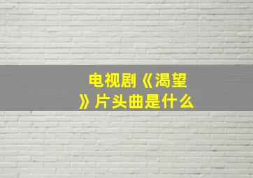 电视剧《渴望》片头曲是什么