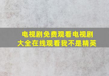 电视剧免费观看电视剧大全在线观看我不是精英