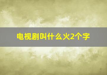 电视剧叫什么火2个字