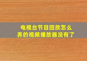 电视台节目回放怎么弄的视频播放器没有了