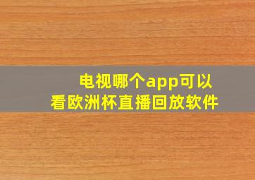 电视哪个app可以看欧洲杯直播回放软件