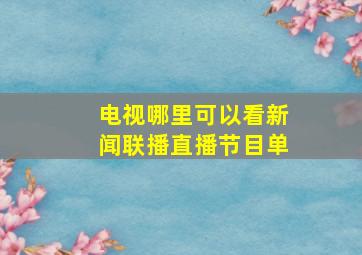 电视哪里可以看新闻联播直播节目单