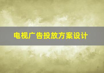 电视广告投放方案设计