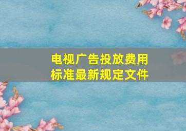 电视广告投放费用标准最新规定文件