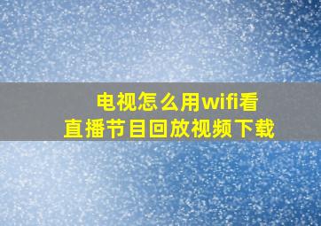 电视怎么用wifi看直播节目回放视频下载