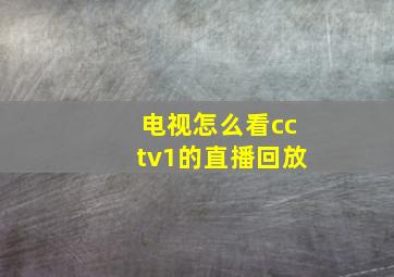 电视怎么看cctv1的直播回放