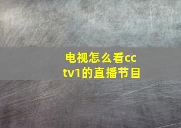 电视怎么看cctv1的直播节目