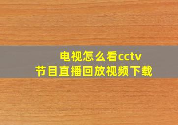 电视怎么看cctv节目直播回放视频下载