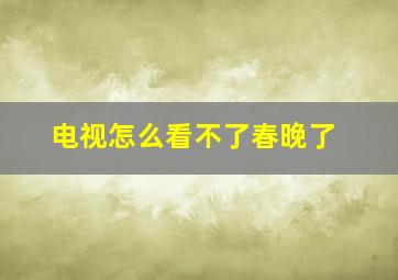 电视怎么看不了春晚了