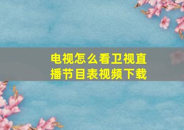 电视怎么看卫视直播节目表视频下载