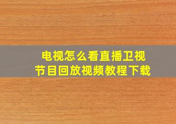 电视怎么看直播卫视节目回放视频教程下载