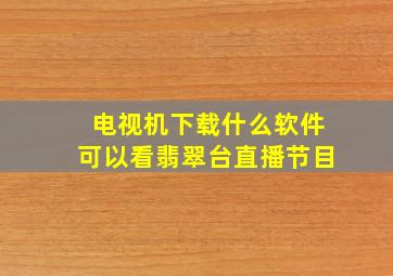 电视机下载什么软件可以看翡翠台直播节目