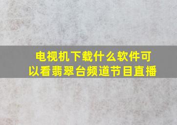 电视机下载什么软件可以看翡翠台频道节目直播