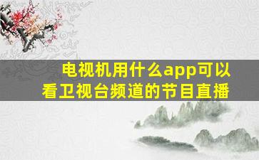 电视机用什么app可以看卫视台频道的节目直播