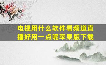 电视用什么软件看频道直播好用一点呢苹果版下载