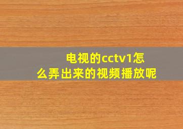 电视的cctv1怎么弄出来的视频播放呢